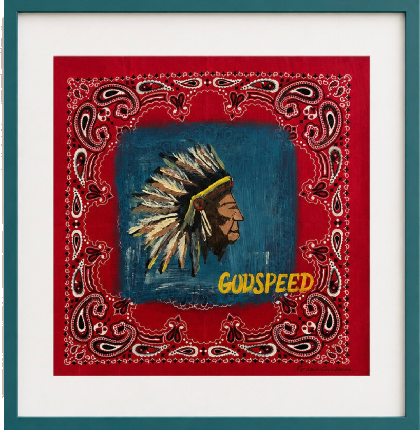 Godspeed, hand-painted bandana artwork